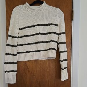 Striped Knit Sweater - Cream and Black
